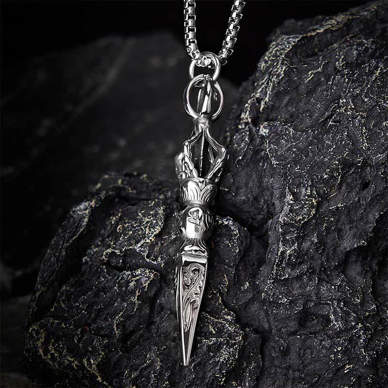 Buddha Stones Titanium Steel Vajra Spiritual Power Vintage Pendant Necklace - image 8