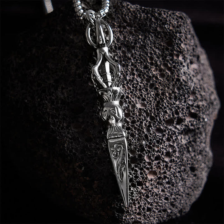 Buddha Stones Titanium Steel Vajra Spiritual Power Vintage Pendant Necklace - image 7