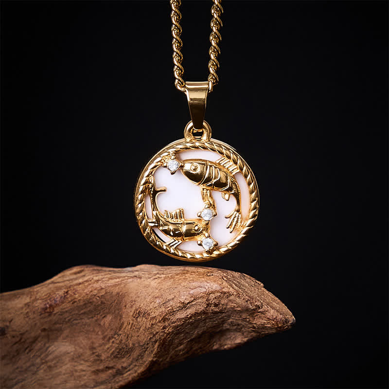 Buddha Stones Titanium Steel Koi Fish Strength and Success Round Pendant Necklace - image 1