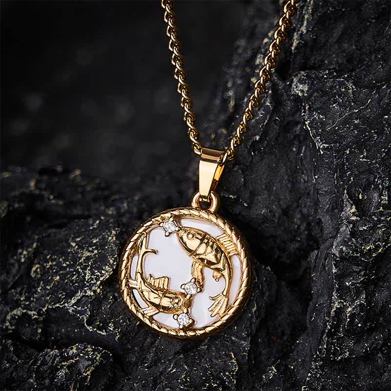 Buddha Stones Titanium Steel Koi Fish Strength and Success Round Pendant Necklace - image 2