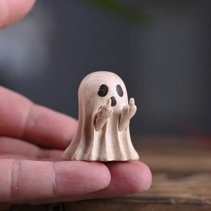Buddha Stones Maple Wood Carved Mini Cheeky Ghost Desktop Cute Cartoon Decor 3.3 × 3 × 3.9cm - Maple Ghost - Taunting You Approx. 3.9 x 3.3 x 3 cm - image 9