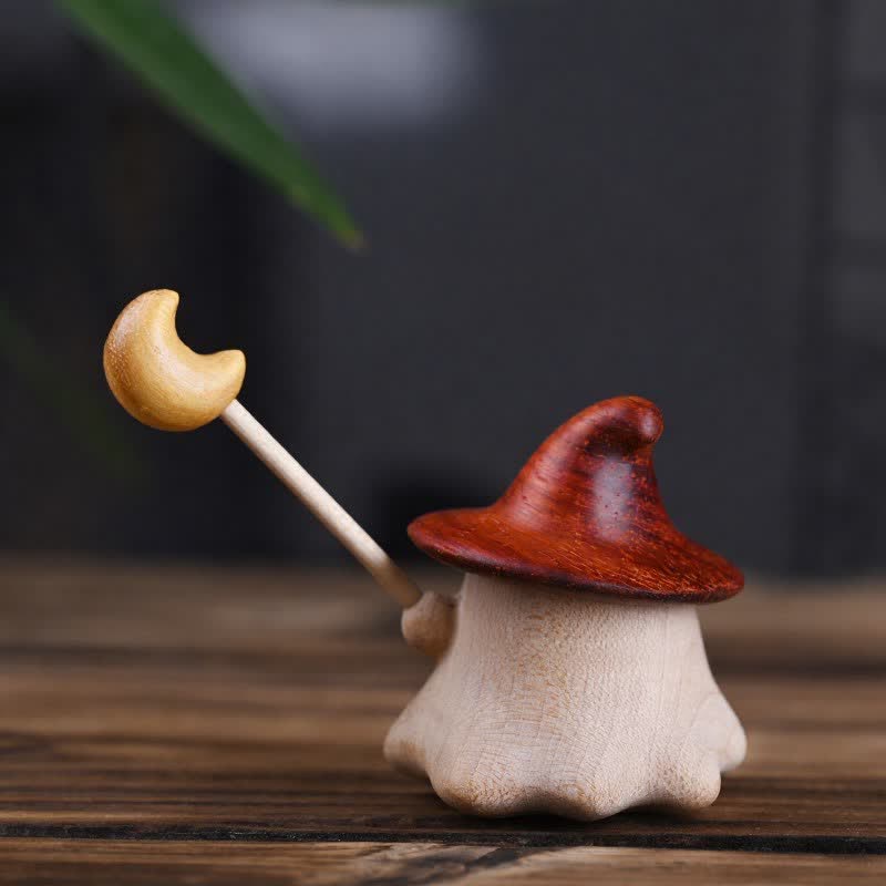 Buddha Stones Beech Wood Carved Small Elf Star Moon Healing Cute Cartoon Decor - image 2