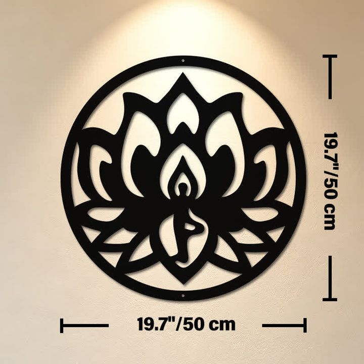 Buddha Stones Round Lotus Enlightenment Black Iron Metal Meaningful Symbols Wall Art - Approx. 50cm x 50cm x 0.12cm / 19.69in x 19.69in x 0.05in - image 10