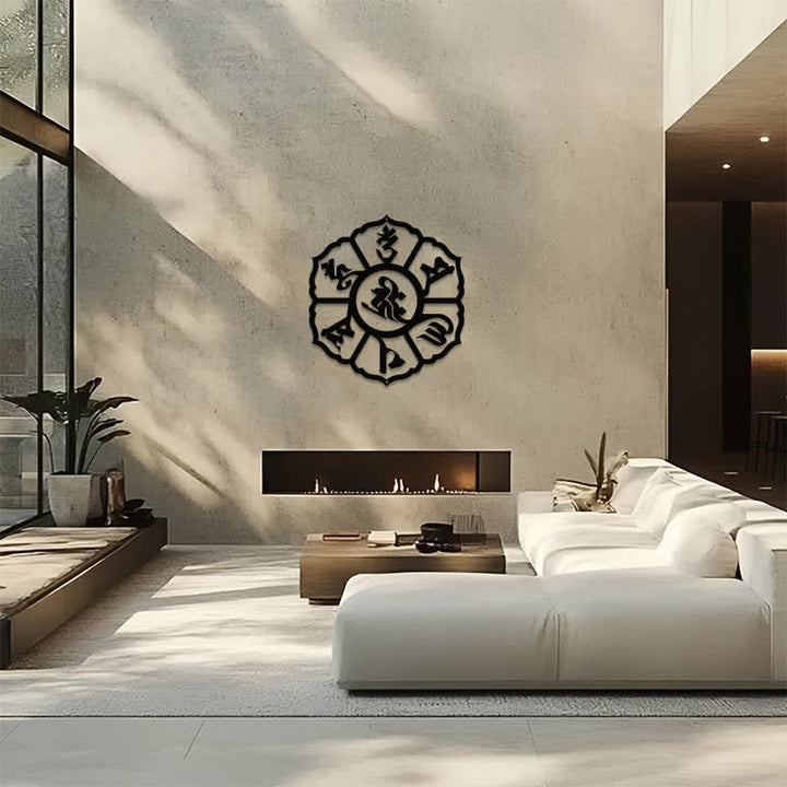 Buddha Stones Om Mani Padme Hum Wisdom Iron Metal Meaningful Symbols Wall Art - image 13