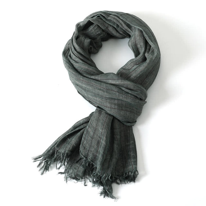 Buddha Stones Spring Fall Soft Textured Travel Tassel Men's Scarf - image 5