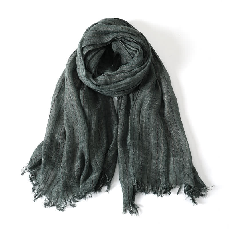 Buddha Stones Spring Fall Soft Textured Travel Tassel Men's Scarf - DarkOliveGreen - image 4