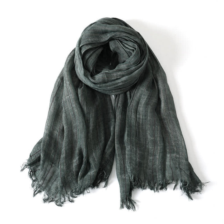 Buddha Stones Spring Fall Soft Textured Travel Tassel Men's Scarf - DarkOliveGreen - image 4