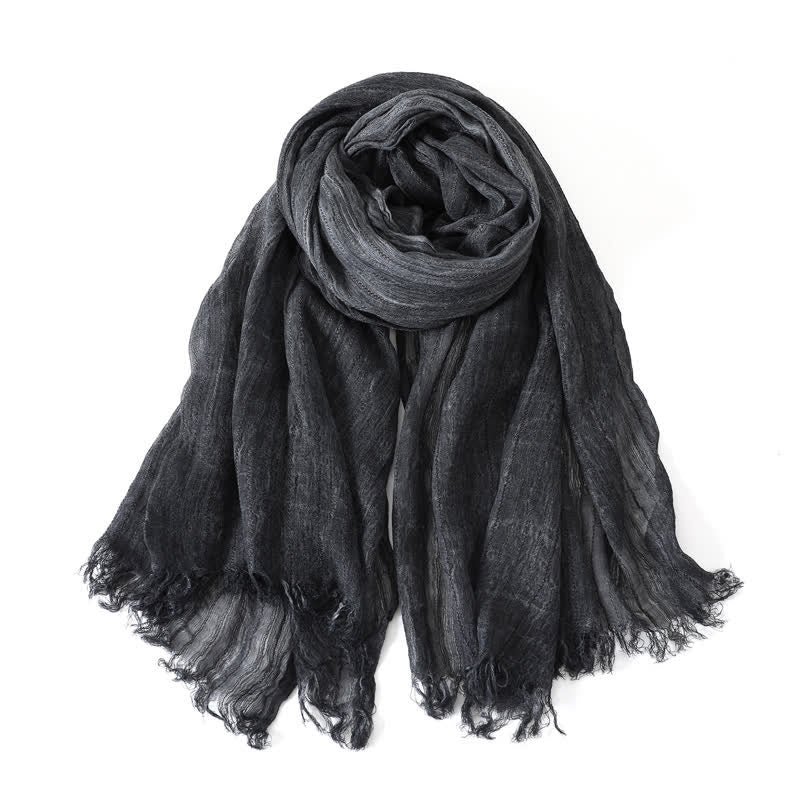 Buddha Stones Spring Fall Soft Textured Travel Tassel Men's Scarf - Black - image 2