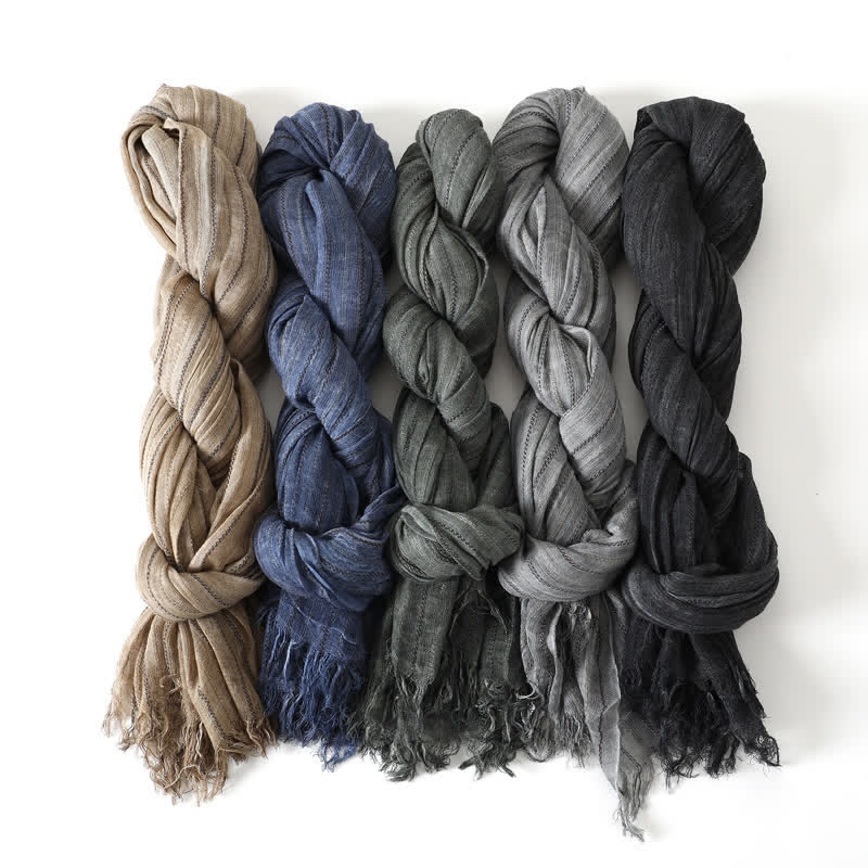 Buddha Stones Spring Fall Soft Textured Travel Tassel Men's Scarf - image 12