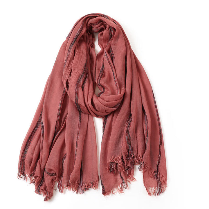 Buddha Stones Spring Fall Multistripe Tassel Lightweight Men's Scarf - image 14