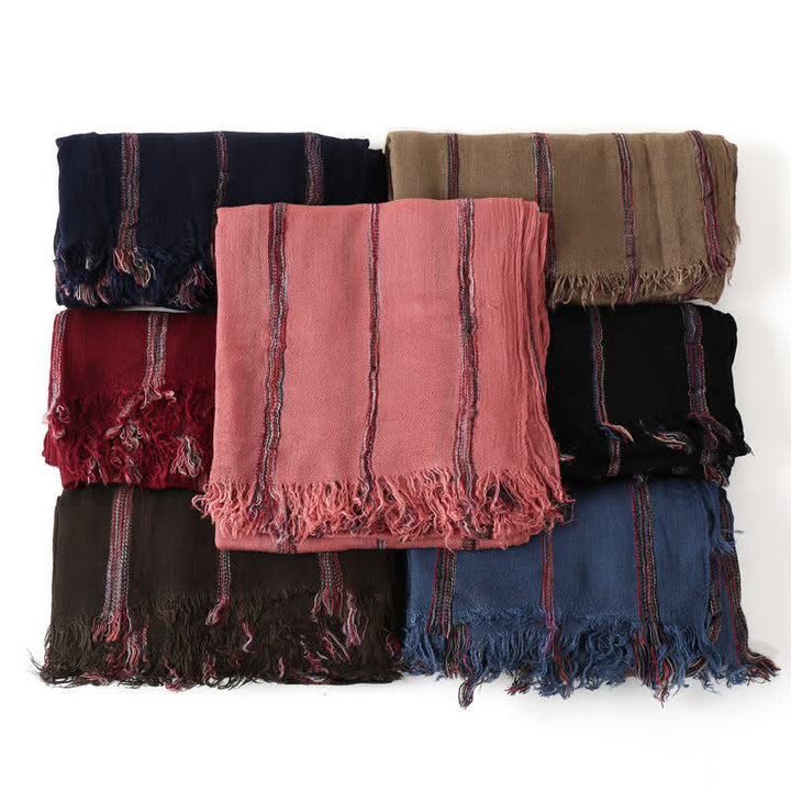 Buddha Stones Spring Fall Multistripe Tassel Lightweight Men's Scarf - image 15