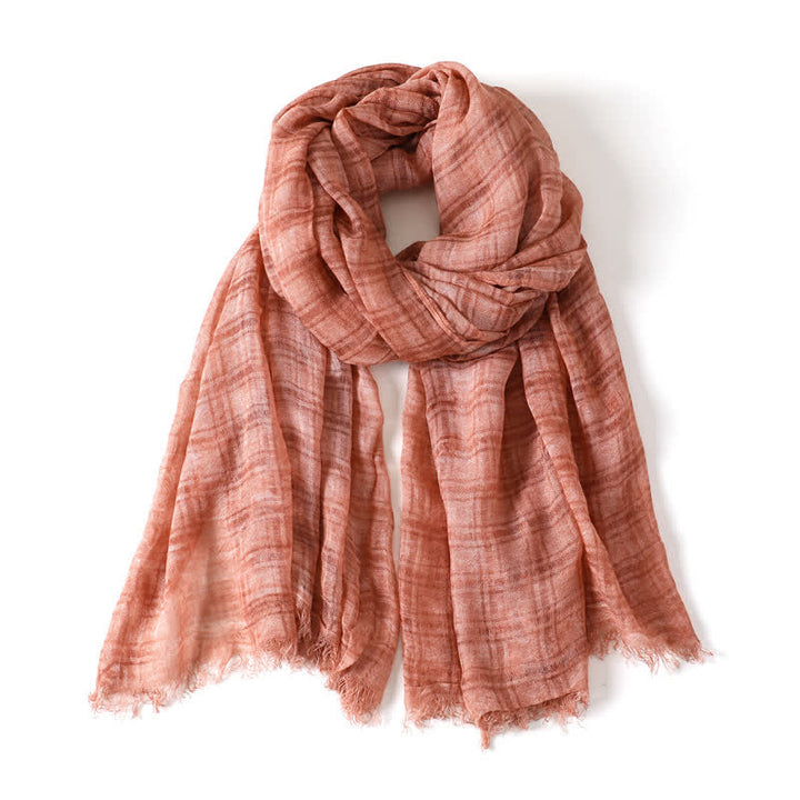 Buddha Stones Spring Fall Textured Checked Draped Men's Scarf - Coral - image 1