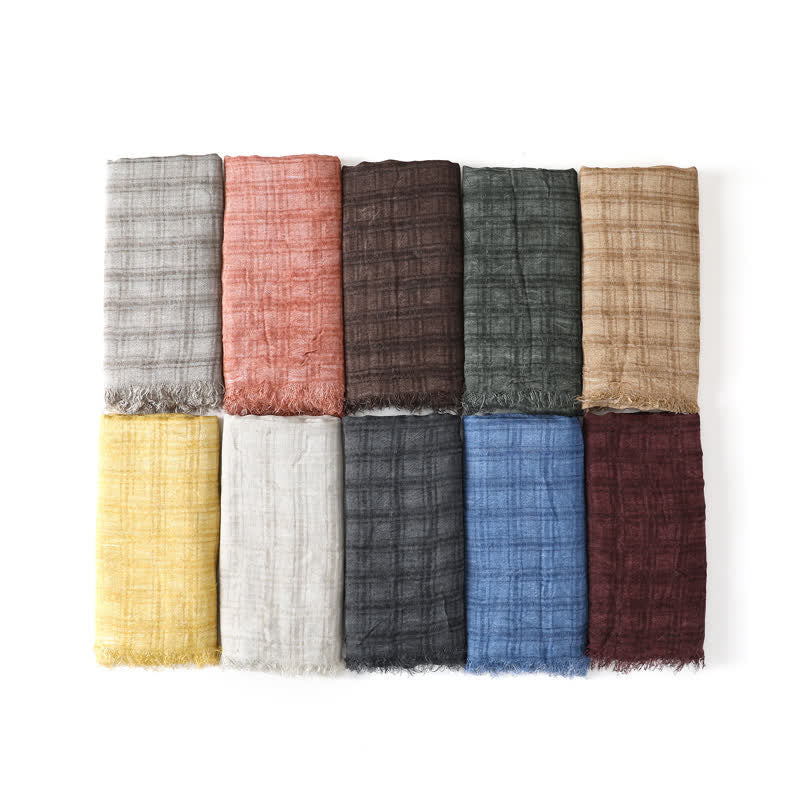 Buddha Stones Spring Fall Textured Checked Draped Men's Scarf - image 13