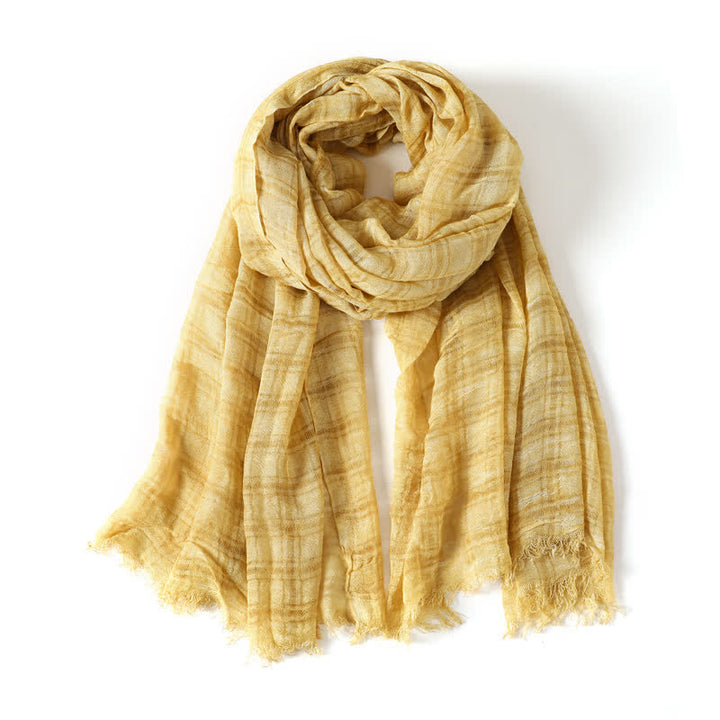 Buddha Stones Spring Fall Textured Checked Draped Men's Scarf - Khaki - image 12