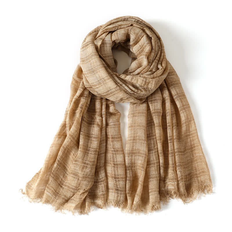 Buddha Stones Spring Fall Textured Checked Draped Men's Scarf - Tan - image 11