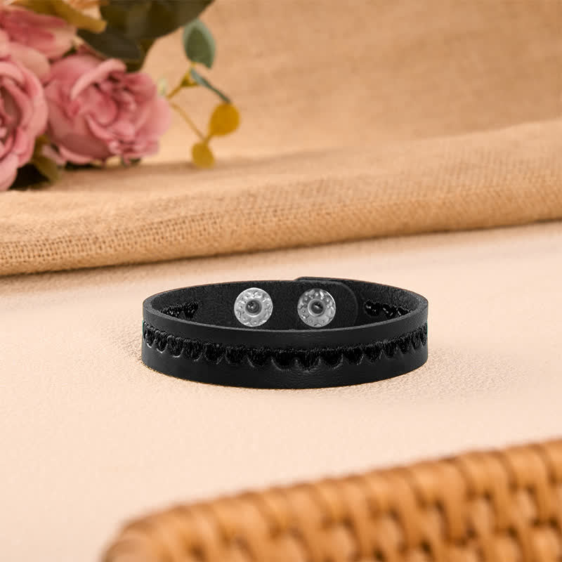 Buddha Stones Adjustable Leather Love Heart Embroidered Protection Buckle Bracelet - image 31