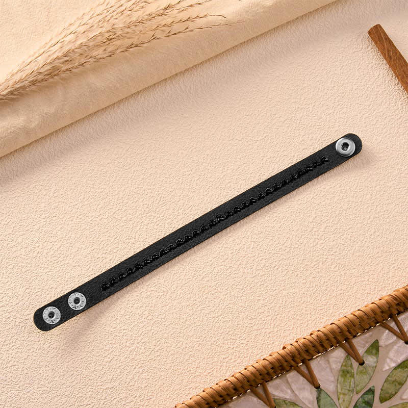 Buddha Stones Adjustable Leather Love Heart Embroidered Protection Buckle Bracelet - image 35
