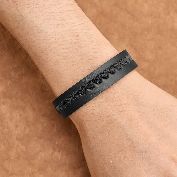 Buddha Stones Adjustable Leather Love Heart Embroidered Protection Buckle Bracelet - image 33