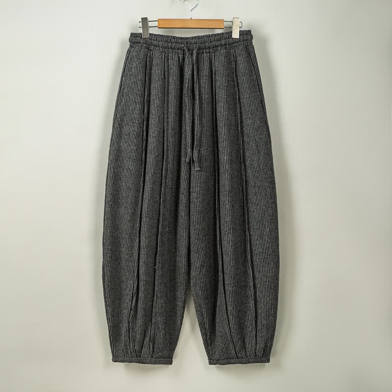 Buddha Stones Fall Winter Casual Vintage Drawstring Solid Long Pants Men's Harem Pants With Pockets - Black - US/UK/AU46，EU56 (5XL) - image 7