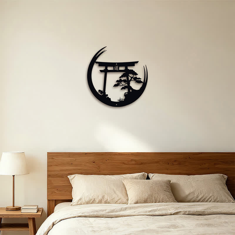 Buddha Stones Matte Black Torii And Pine Metal Meaningful Symbols Wall Art - image 10