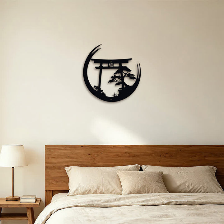 Buddha Stones Matte Black Torii And Pine Metal Meaningful Symbols Wall Art - image 10