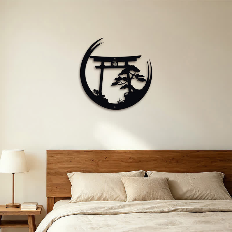 Buddha Stones Matte Black Torii And Pine Metal Meaningful Symbols Wall Art - image 12
