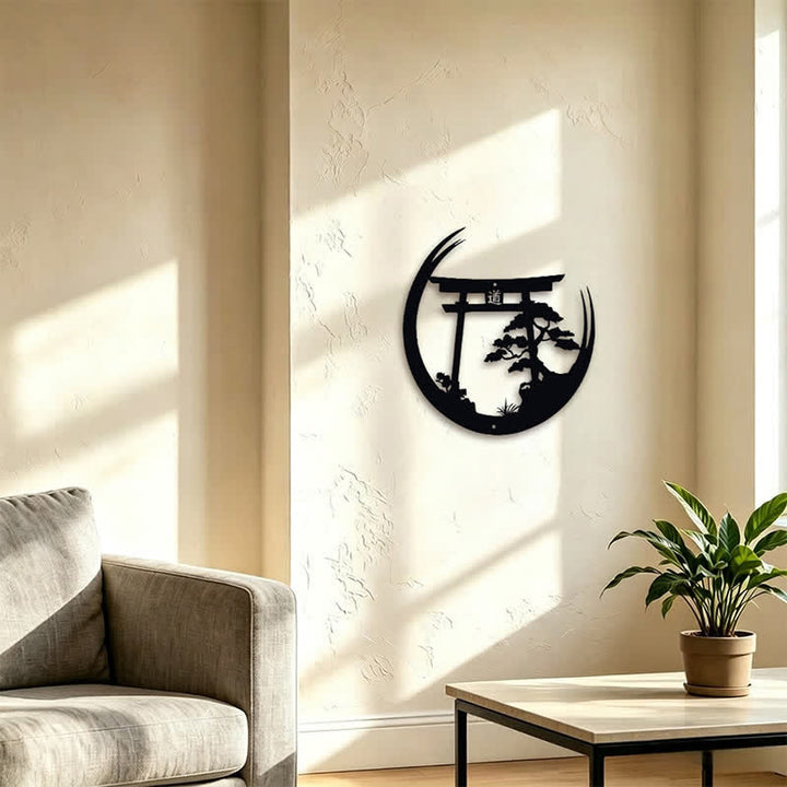 Buddha Stones Matte Black Torii And Pine Metal Meaningful Symbols Wall Art - image 9