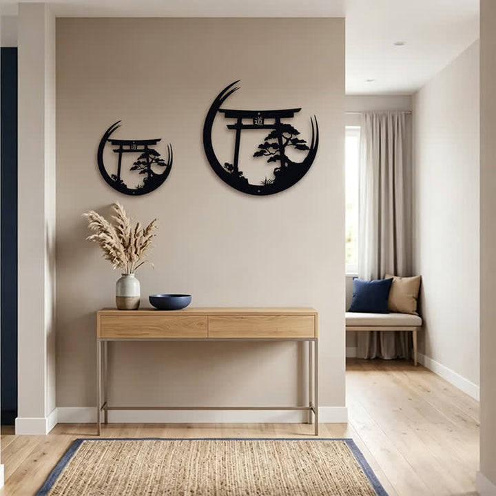 Buddha Stones Matte Black Torii And Pine Metal Meaningful Symbols Wall Art - image 16