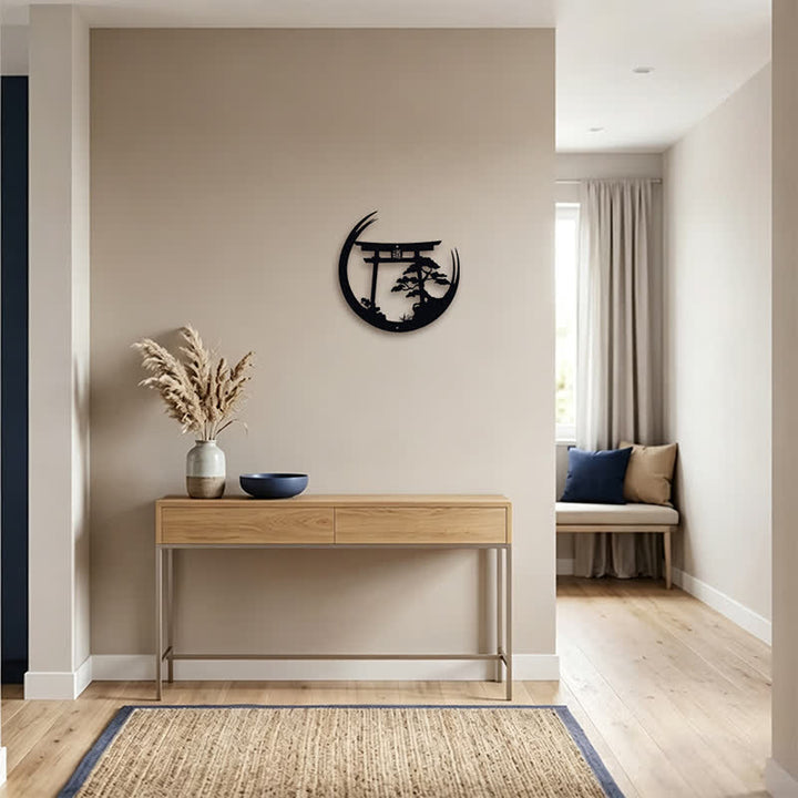 Buddha Stones Matte Black Torii And Pine Metal Meaningful Symbols Wall Art - image 7