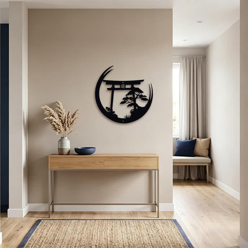 Buddha Stones Matte Black Torii And Pine Metal Meaningful Symbols Wall Art - image 14