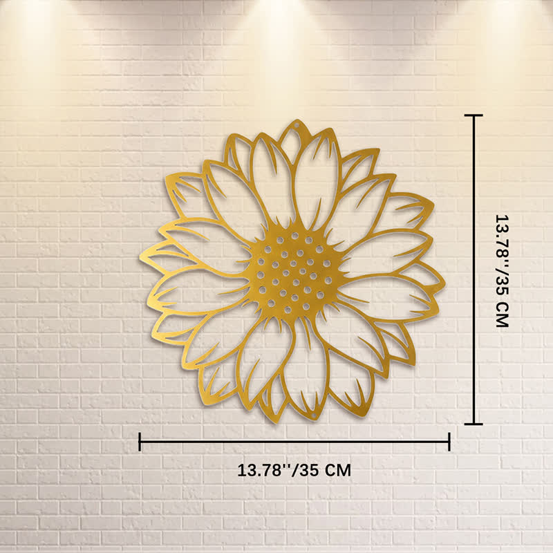 Buddha Stones Round Floral Sunflower Energy Iron Metal Wall Decor - Gold - Approx. 35cm x 35cm x 0.1cm / 13.78in x 13.78in x 0.04in - image 23
