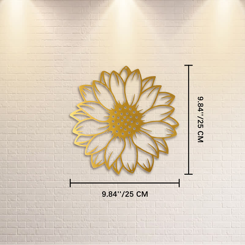 Buddha Stones Round Floral Sunflower Energy Iron Metal Wall Decor - Gold - Approx. 25cm x 25cm x 0.1cm / 9.84in x 9.84in x 0.04in - image 19