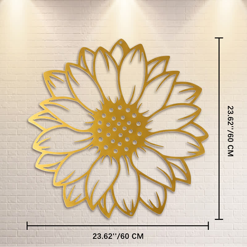 Buddha Stones Round Floral Sunflower Energy Iron Metal Wall Decor - Gold - Approx. 60cm x 60cm x 0.12cm / 23.62in x 23.62in x 0.05in - image 30