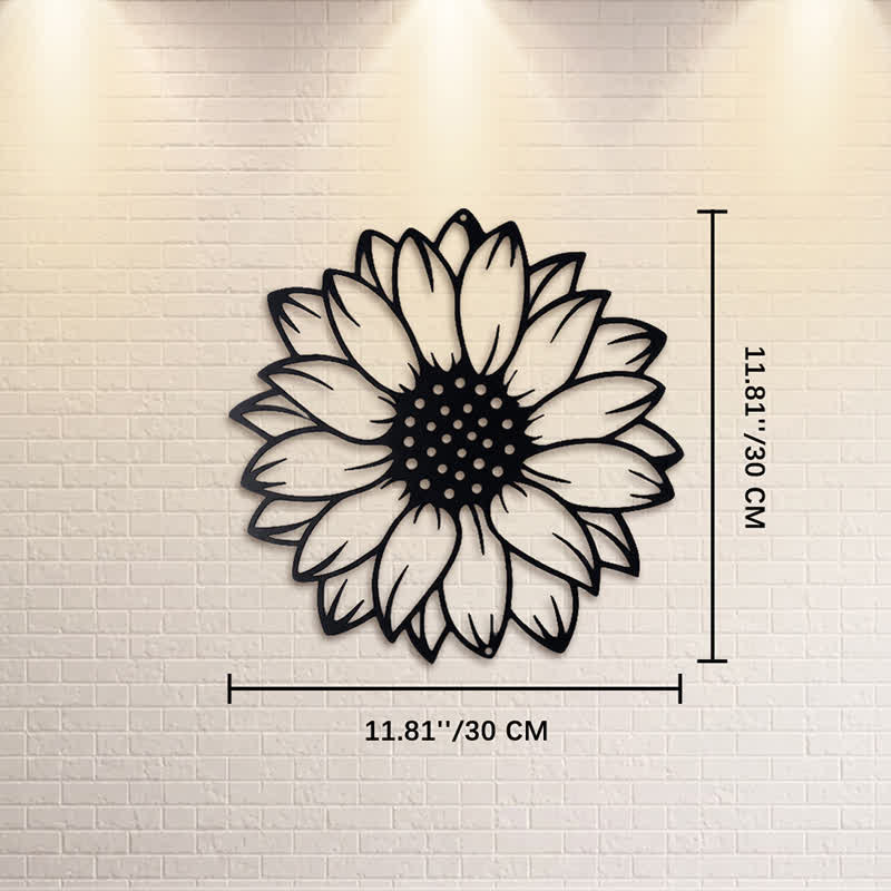 Buddha Stones Round Floral Sunflower Energy Iron Metal Wall Decor - Black - Approx. 30cm x 30cm x 0.1cm / 11.81in x 11.81in x 0.04in - image 4
