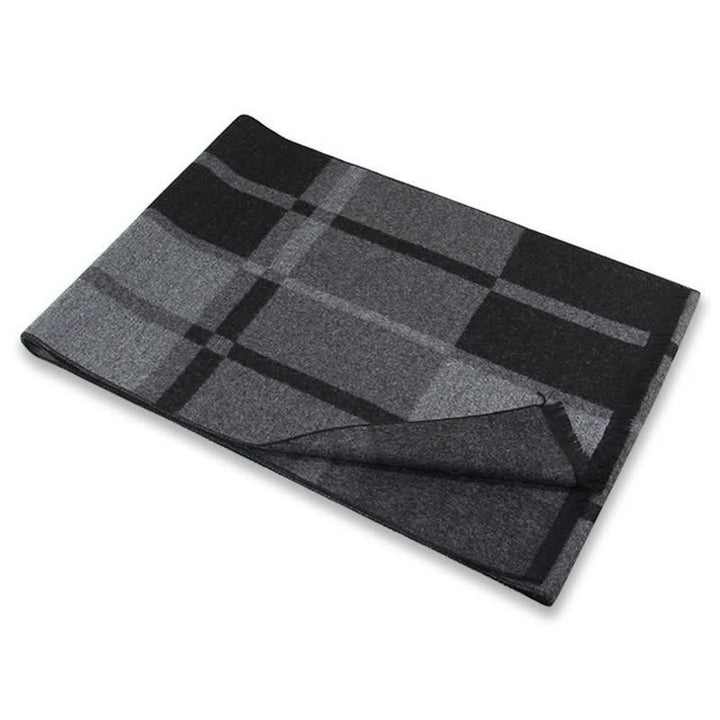 Buddha Stones Fall Winter Classic Black Gray Check Wrap Men's Scarf - image 2