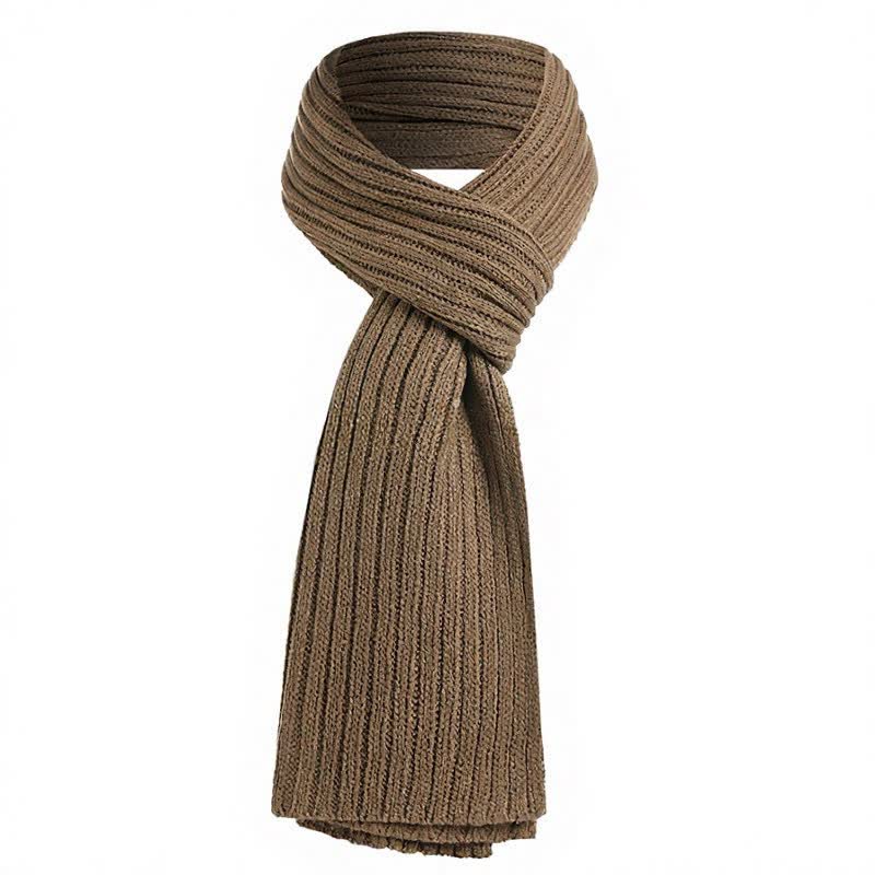 Buddha Stones Fall Winter Classic Long Ribbed Knit Men's Scarf - Tan - image 3