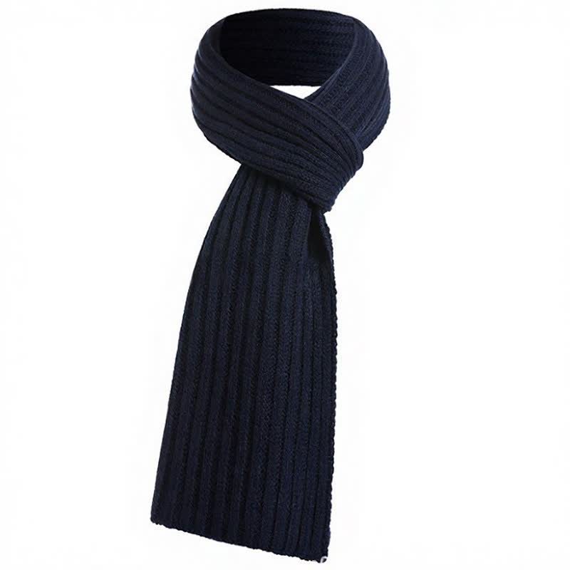 Buddha Stones Fall Winter Classic Long Ribbed Knit Men's Scarf - MidnightBlue - image 1