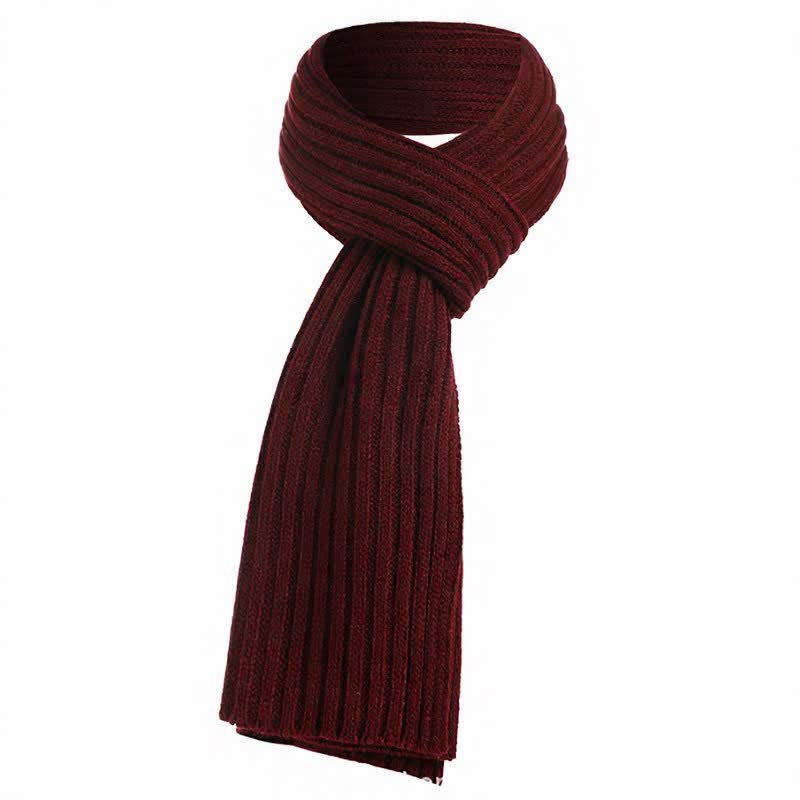 Buddha Stones Fall Winter Classic Long Ribbed Knit Men's Scarf - DarkRed - image 5