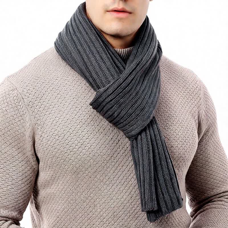 Buddha Stones Fall Winter Classic Long Ribbed Knit Men's Scarf - image 10