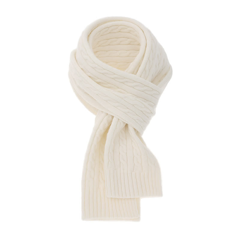 Buddha Stones Fall Winter Classic Cable Knit Cozy Men's Scarf - Ivory - image 22