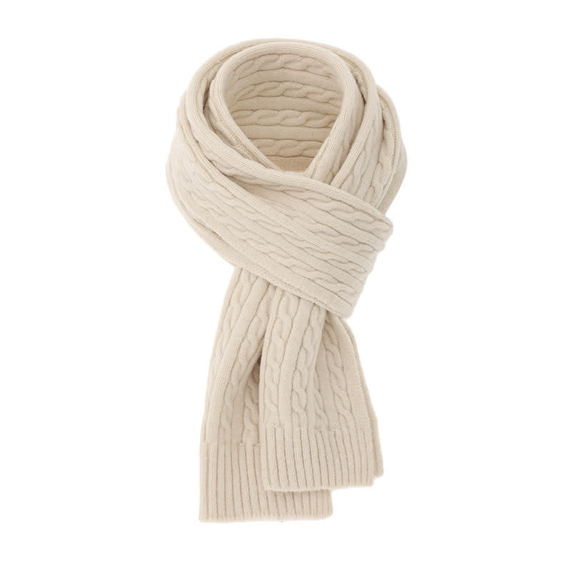 Buddha Stones Fall Winter Classic Cable Knit Cozy Men's Scarf - Beige - image 20