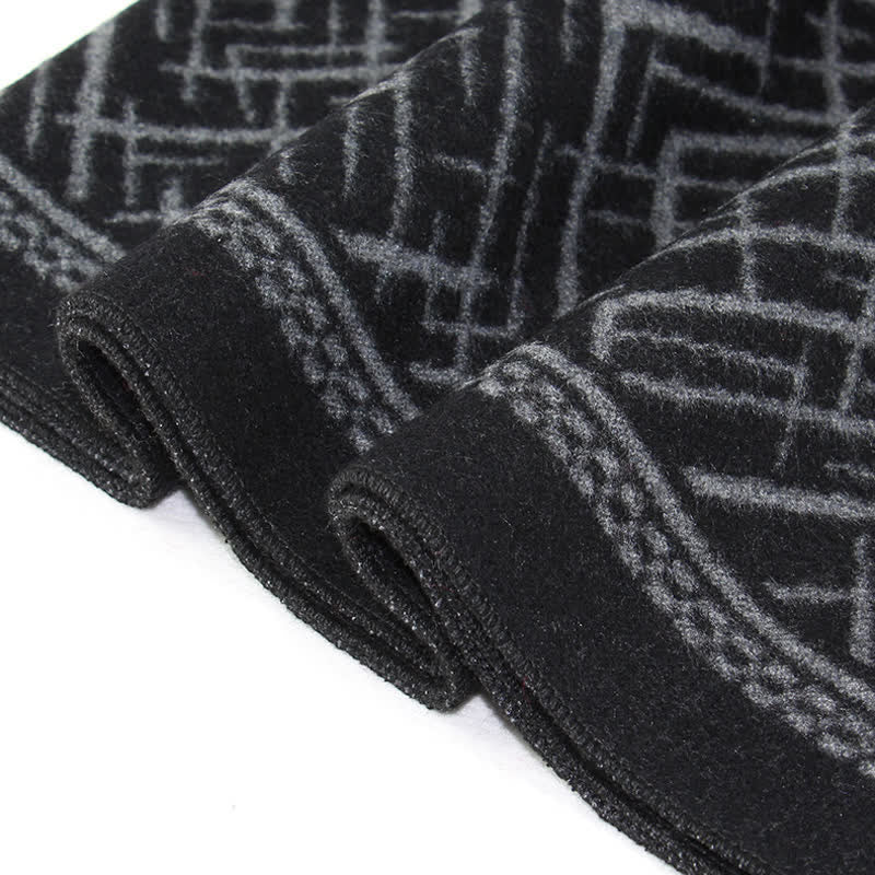 Buddha Stones Fall Winter Geometric Crosshatch Tassel Classic Men's Scarf - image 2