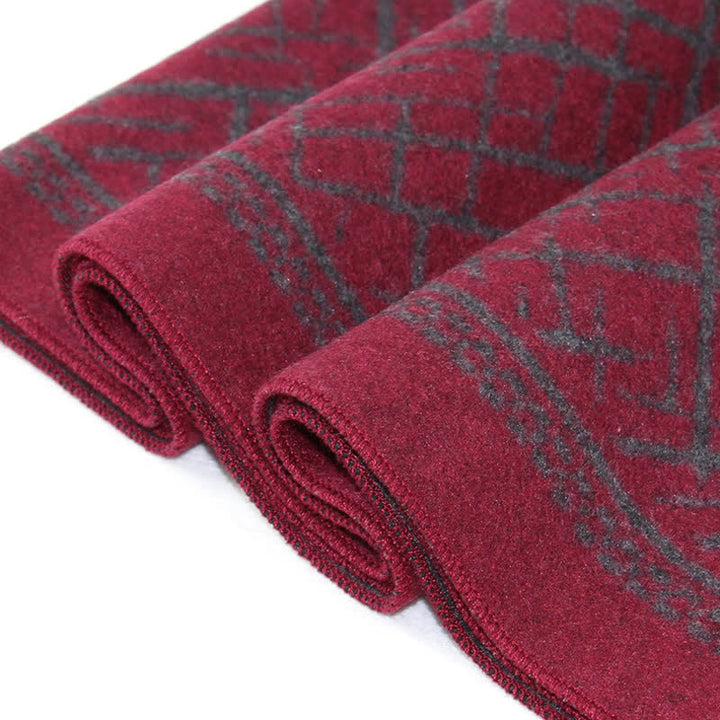 Buddha Stones Fall Winter Geometric Crosshatch Tassel Classic Men's Scarf - image 10
