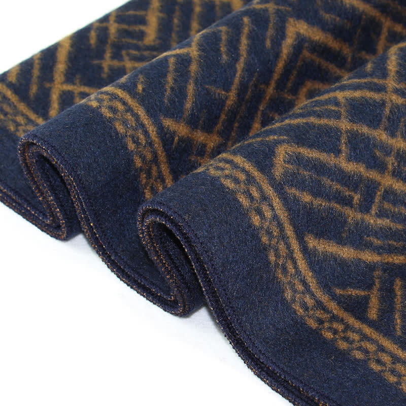Buddha Stones Fall Winter Geometric Crosshatch Tassel Classic Men's Scarf - image 6