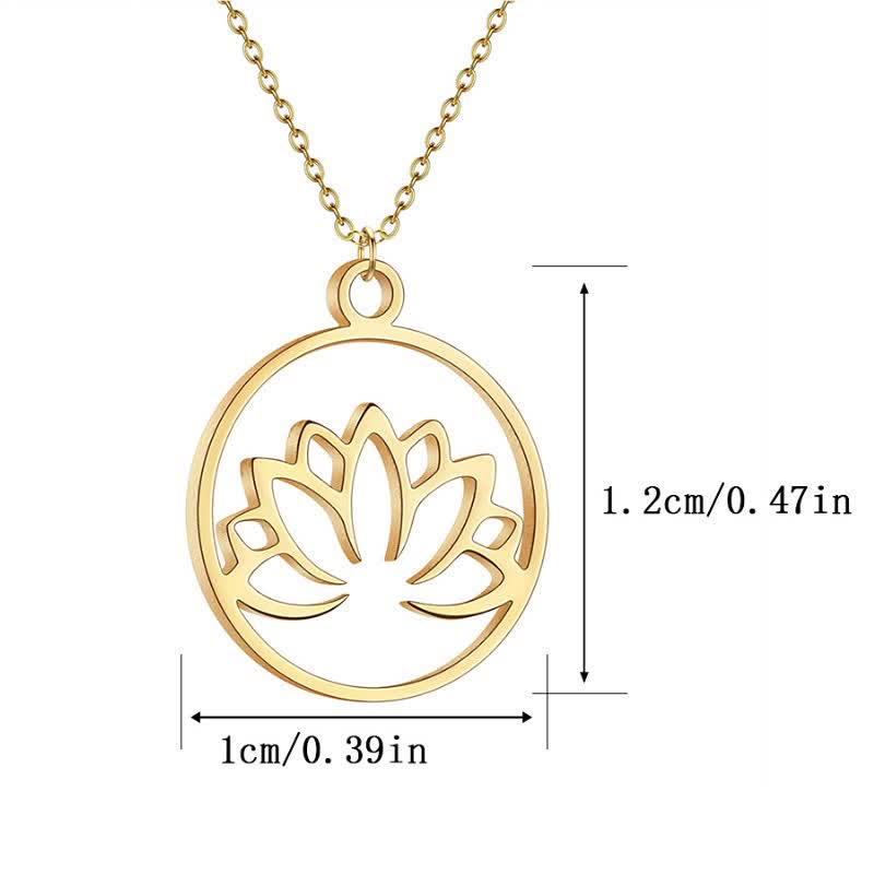 Buddha Stones Round Cutout Lotus Titanium Steel Protection and Enlightenment Necklace - image 8