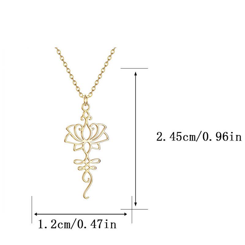 Buddha Stones Hollow Lotus Titanium Steel Protection and Purity Necklace - image 8