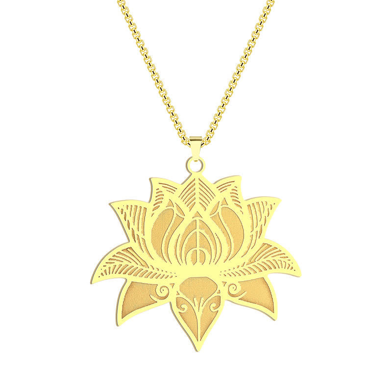 Buddha Stones Meditation Lotus Titanium Steel Chain Protection and Purity Necklace - image 4