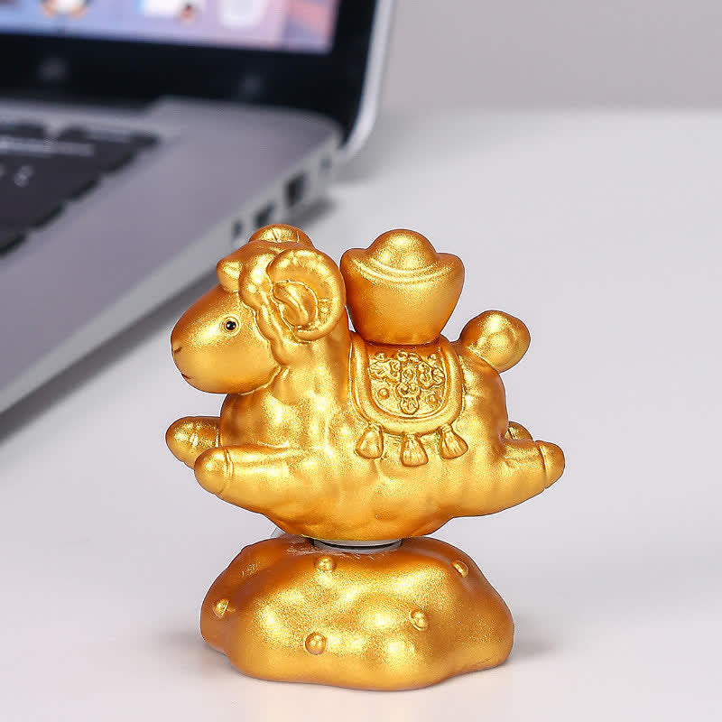 Buddha Stones Resin Rotating Prosperity Chinese Zodiac Goat Sheep Desk Ornament Cute Animal Decor - Gold Approx. 4.2 cm × 4.2 cm × 6 cm - image 10