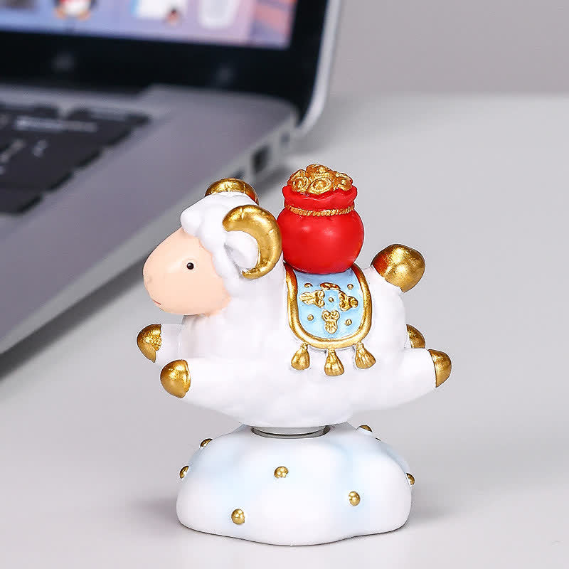 Buddha Stones Resin Rotating Prosperity Chinese Zodiac Goat Sheep Desk Ornament Cute Animal Decor - White Approx. 4.2 cm × 4.2 cm × 6 cm - image 7