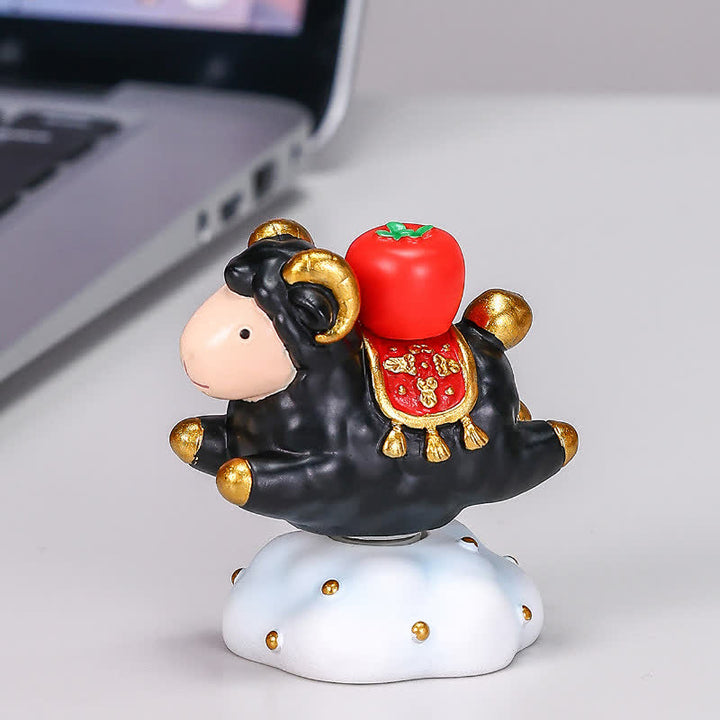 Buddha Stones Resin Rotating Prosperity Chinese Zodiac Goat Sheep Desk Ornament Cute Animal Decor - Black Approx. 4.2 cm × 4.2 cm × 6 cm - image 14
